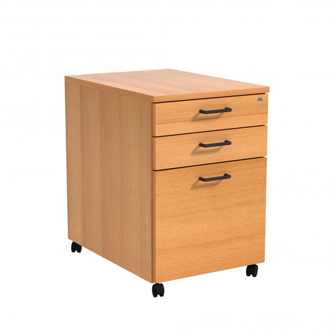 Rollcontainer, Höhe 62 cm, 43x62 cm (B/T), 3 Schubladen, abschließbar, 